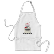 Rétro fourneau/cuisine rouge moderne personnalisée tabliers