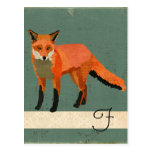 Retro Fox Monogram Postcard