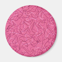 Retro Fuchsia Boomerang Magnets