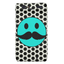 Retro Funny Smiley Face with Mustache Stache Motorola Droid RAZR Cover