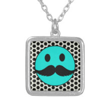 Retro Funny Smiley Face with Mustache Stache Pendants