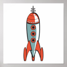 rétro fusée d'espace posters