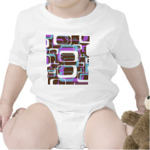 Retro Geometric Squares Brown Purple Blue Tees