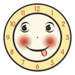 Retro Goofy Clock Face Round Stickers