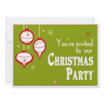 Retro Green Christmas Invitations
