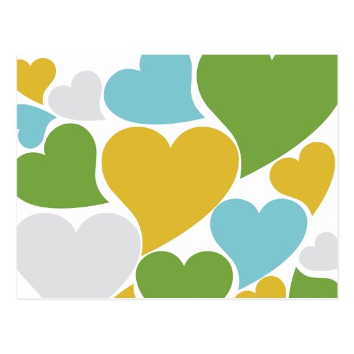 Retro Green Hearts Post Cards