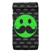 Retro Green Smiley Mustache Moustache Stache Droid RAZR Cases