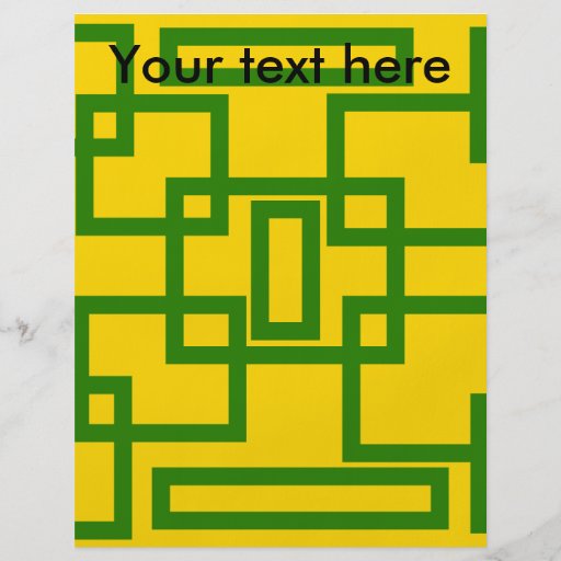 Retro green squares on yellow background flyer design