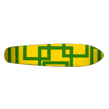 Retro green squares on yellow background skate board decks