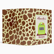 Retro Green Stove & Giraffe Print Recipe Binder