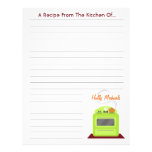 Retro Green Stove Modern Kitchen Recipe Paper Letterhead Design