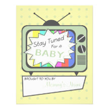 Retro Green TV Set Baby Shower Invitation