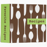 Retro green white and brown kitchen recipe binder