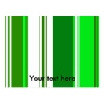 Retro green white stripes postcards
