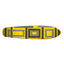 Retro grey shaded squares on yellow skateboard