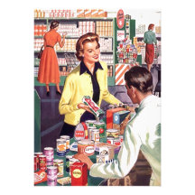 Retro Grocery Check-out Pantry Party Stock Kitchen Announcement