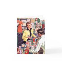 Retro Grocery Shopping Blank Cards Food Drive TY