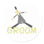 Retro Groom in Tuxedo Round Sticker