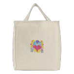 retro groove heart wave embroidered tote bag embroidered bags