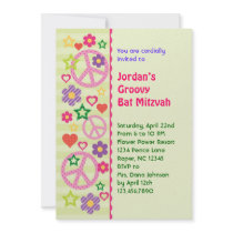 Retro Groovy Bat Mitzvah Invitation
