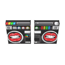 retro growl lips ghetto blaster boom box canvas prints