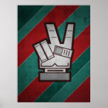 Retro Grunge Peace Hand Sign Poster posters
