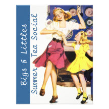 Retro Happy Bigs & Littles Social Invitations