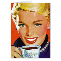 Retro Happy In Suburbia Coffee Tea Blank Cards