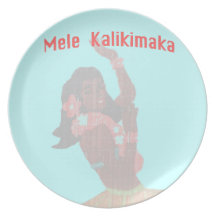 Retro Hawaiian Mele Kalikimaka Dishes Plates