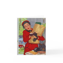 Retro Hectic Day Life Busy Lady Blank note Card
