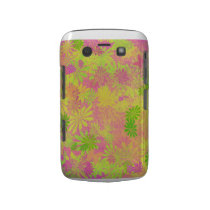 Retro Hippie Flowers design lime green pink Blackberry Bold Cover