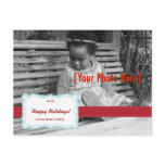 Retro Holiday Fancy Photo Postcard Blue & Red