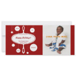 Retro Holiday Ornament Photo & Party Card invitations