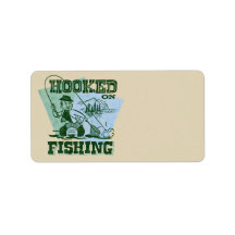 Retro Hooked On Fishing Label