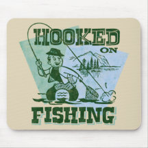 Retro Hooked On Fishing Mousepad