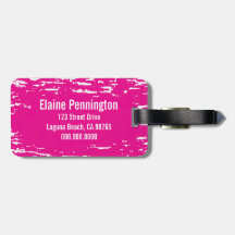 Retro Hot Pink & Orange Zig Zag Luggage Tag