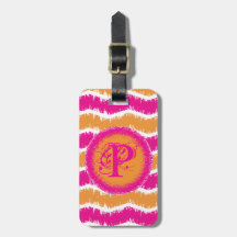 Retro Hot Pink & Orange Zig Zag Luggage Tag
