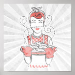 retro housewife baker poster