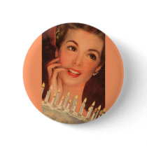 Retro Housewife Birthday Pinback Button