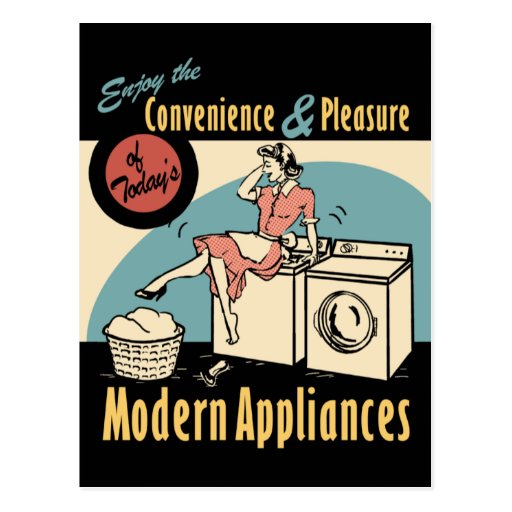 Retro Housewife Washer Dryer Postcards