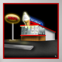 Retro Ice Cream Stand Poster