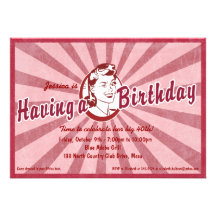 Rétro invitation de wow Birhday - rouge magenta