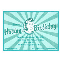 Rétro invitation de wow Birhday - turquoise