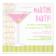 Rétro invitation rose de cocktail de Martini