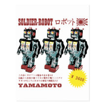 Retro Japanese Toy Robot Advertisement Post Card