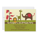 Retro jungle animals boy birthday party invitation