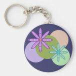 Retro Kaleidoscope Floral & Dots 1 Keychain