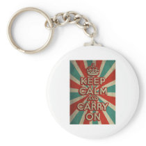 Retro Keep Calm And Carry On Keychain