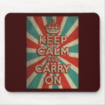 Retro Keep Calm And Carry On Mousepads