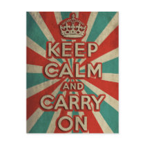 Retro Keep Calm And Carry On Postcards
